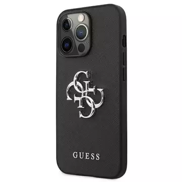 Etui Guess GUHCP13LSA4GSBK na iPhone 13 Pro/13 6,1" pevný obal Saffiano 4G Metal Logo