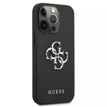 Etui Guess GUHCP13LSA4GSBK na iPhone 13 Pro/13 6,1" pevný obal Saffiano 4G Metal Logo