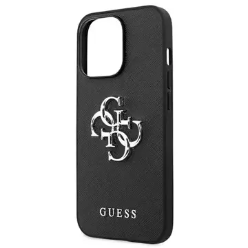 Etui Guess GUHCP13LSA4GSBK na iPhone 13 Pro/13 6,1" pevný obal Saffiano 4G Metal Logo