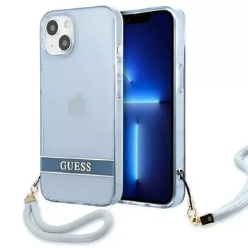 Etui Guess GUHCP13MHTSGSB do Apple iPhone 13 6,1" niebieski/modré pevné pouzdro Translucent Stap