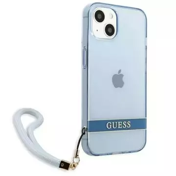 Etui Guess GUHCP13MHTSGSB do Apple iPhone 13 6,1" niebieski/modré pevné pouzdro Translucent Stap