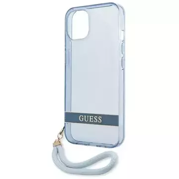 Etui Guess GUHCP13MHTSGSB do Apple iPhone 13 6,1" niebieski/modré pevné pouzdro Translucent Stap