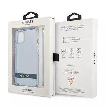 Etui Guess GUHCP13MHTSGSB do Apple iPhone 13 6,1" niebieski/modré pevné pouzdro Translucent Stap