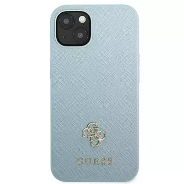 Etui Guess GUHCP13MPS4MB do Apple iPhone 13 6,1" černý/modrý pevný obal Saffiano 4G malé kovové logo