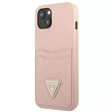 Etui Guess GUHCP13MPSATPP do Apple iPhone 13 6,1" różowy/růžový pevný obal SaffianoTriangle Logo Cardslot