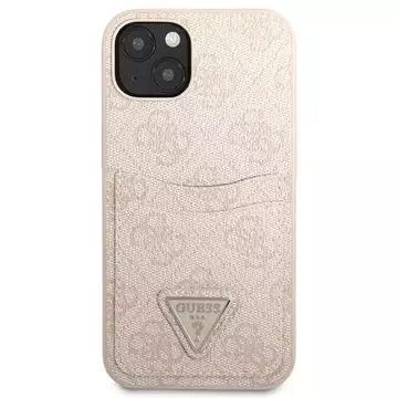 Etui Guess GUHCP13SP4TPP do iPhone 13 mini 5,4" pevný kryt 4G slot pro karty s trojúhelníkem