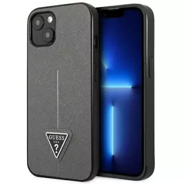 Etui Guess GUHCP13SPSATLG do Apple iPhone 13 Mini 5,4" srebrny/stříbrný pevný obal SaffianoTriangle Logo