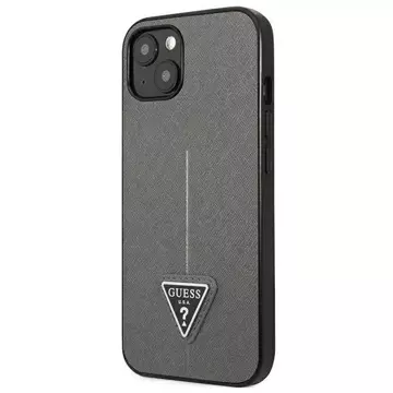 Etui Guess GUHCP13SPSATLG do Apple iPhone 13 Mini 5,4" srebrny/stříbrný pevný obal SaffianoTriangle Logo