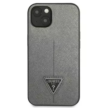 Etui Guess GUHCP13SPSATLG do Apple iPhone 13 Mini 5,4" srebrny/stříbrný pevný obal SaffianoTriangle Logo