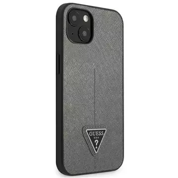 Etui Guess GUHCP13SPSATLG do Apple iPhone 13 Mini 5,4" srebrny/stříbrný pevný obal SaffianoTriangle Logo