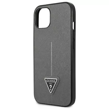 Etui Guess GUHCP13SPSATLG do Apple iPhone 13 Mini 5,4" srebrny/stříbrný pevný obal SaffianoTriangle Logo