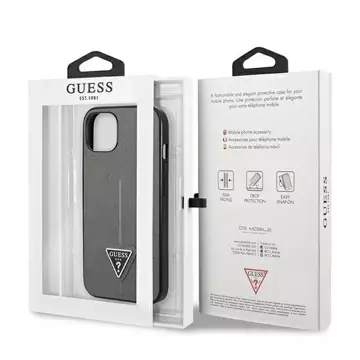 Etui Guess GUHCP13SPSATLG do Apple iPhone 13 Mini 5,4" srebrny/stříbrný pevný obal SaffianoTriangle Logo