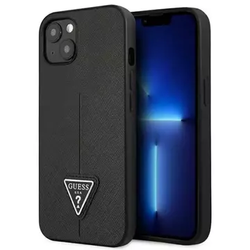 Etui Guess GUHCP13SPSATLK do Apple iPhone 13 Mini 5,4" černý/černý pevný obal SaffianoTriangle Logo