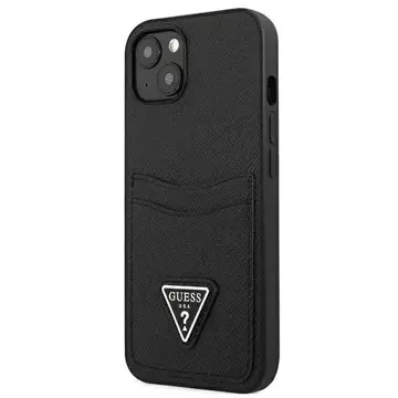 Etui Guess GUHCP13SPSATPK do Apple iPhone 13 Mini 5,4" černý/černý pevný obal SaffianoTriangle Logo Cardslot