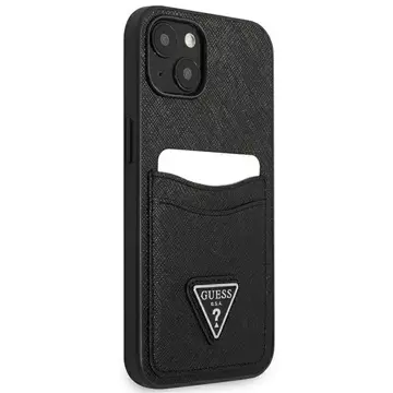 Etui Guess GUHCP13SPSATPK do Apple iPhone 13 Mini 5,4" černý/černý pevný obal SaffianoTriangle Logo Cardslot