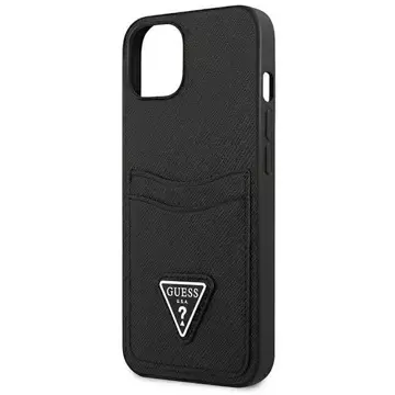 Etui Guess GUHCP13SPSATPK do Apple iPhone 13 Mini 5,4" černý/černý pevný obal SaffianoTriangle Logo Cardslot