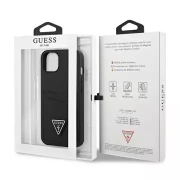 Etui Guess GUHCP13SPSATPK do Apple iPhone 13 Mini 5,4" černý/černý pevný obal SaffianoTriangle Logo Cardslot