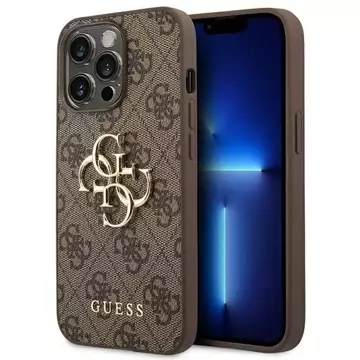 Etui Guess GUHCP14L4GMGBR do Apple iPhone 14 Pro 6,1" brązowý/hnědý pevný obal 4G Big Metal Logo