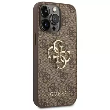 Etui Guess GUHCP14L4GMGBR do Apple iPhone 14 Pro 6,1" brązowý/hnědý pevný obal 4G Big Metal Logo