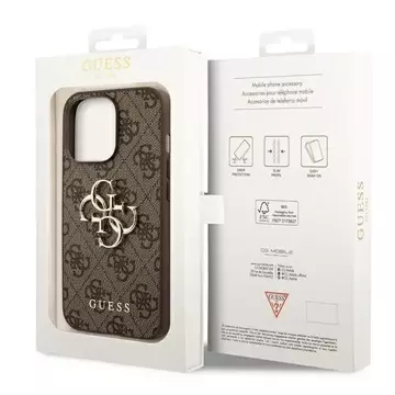 Etui Guess GUHCP14L4GMGBR do Apple iPhone 14 Pro 6,1" brązowý/hnědý pevný obal 4G Big Metal Logo