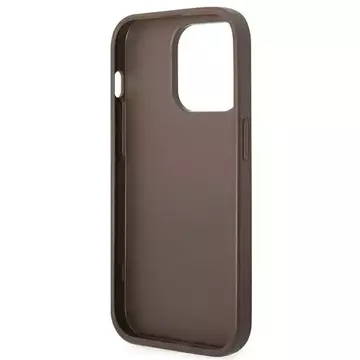 Etui Guess GUHCP14LG4GFBR pro Apple iPhone 14 Pro 6,1" brązowý/hnědý pevný obal 4G kovové zlaté logo