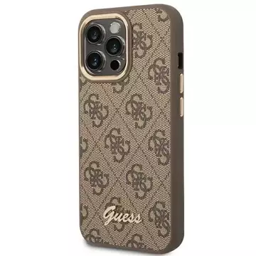 Etui Guess GUHCP14LHG4SHW pro Apple iPhone 14 Pro 6,1" brązowý/hnědý pevný obal 4G Vintage Gold Logo