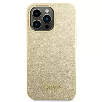 Etui Guess GUHCP14LHGGSHD pro Apple iPhone 14 Pro 6,1" zlatý/zlatý pevný obal Glitter Script