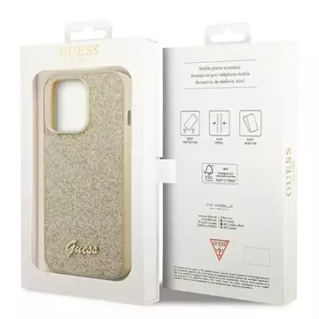 Etui Guess GUHCP14LHGGSHD pro Apple iPhone 14 Pro 6,1" zlatý/zlatý pevný obal Glitter Script