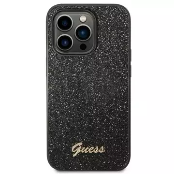 Etui Guess GUHCP14LHGGSHK pro Apple iPhone 14 Pro 6,1" černé/černé pevné pouzdro Glitter Script