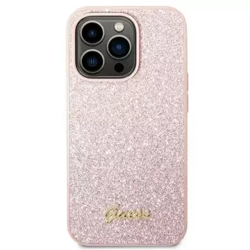 Etui Guess GUHCP14LHGGSHP pro Apple iPhone 14 Pro 6,1" różowy/růžové pevné pouzdro Glitter Script