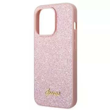 Etui Guess GUHCP14LHGGSHP pro Apple iPhone 14 Pro 6,1" różowy/růžové pevné pouzdro Glitter Script