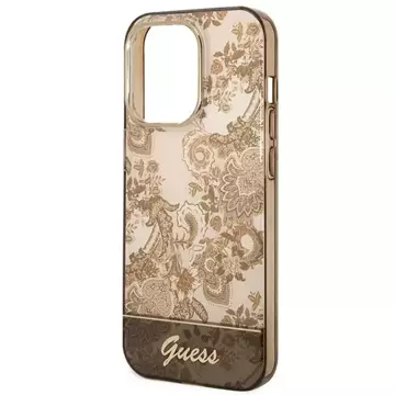 Etui Guess GUHCP14LHGPLHC do Apple iPhone 14 Pro 6,1" okrové pevné pouzdro Porcelain Collection