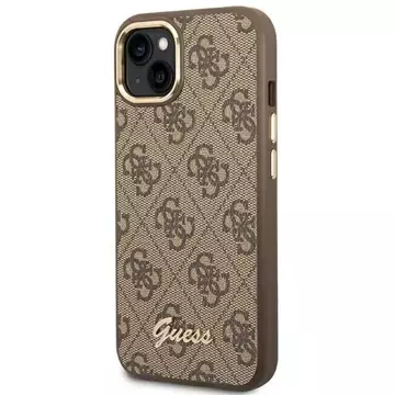 Etui Guess GUHCP14MHG4SHW pro Apple iPhone 14 Plus 6,7" brązowý/hnědý pevný obal 4G Vintage Gold Logo