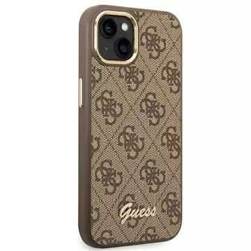 Etui Guess GUHCP14MHG4SHW pro Apple iPhone 14 Plus 6,7" brązowý/hnědý pevný obal 4G Vintage Gold Logo