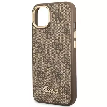 Etui Guess GUHCP14MHG4SHW pro Apple iPhone 14 Plus 6,7" brązowý/hnědý pevný obal 4G Vintage Gold Logo