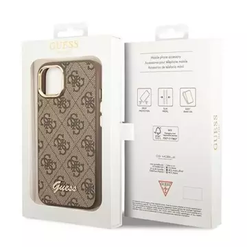 Etui Guess GUHCP14MHG4SHW pro Apple iPhone 14 Plus 6,7" brązowý/hnědý pevný obal 4G Vintage Gold Logo