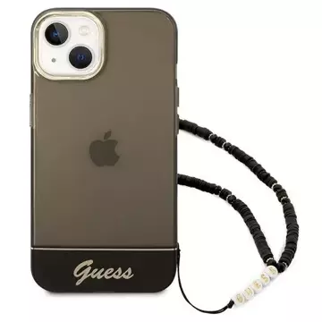 Etui Guess GUHCP14MHGCOHK do Apple iPhone 14 Plus 6,7" černé/černé pevné pouzdro Translucent Pearl Strap