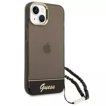 Etui Guess GUHCP14MHGCOHK do Apple iPhone 14 Plus 6,7" černé/černé pevné pouzdro Translucent Pearl Strap