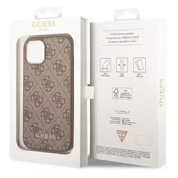 Etui Guess GUHCP14SG4GFBR pro iPhone 14 6,1" pevný obal 4G kovové zlaté logo