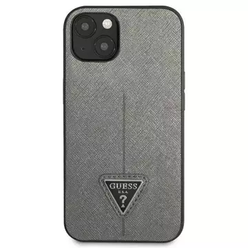 Etui Guess GUHCP14SPSATLG do Apple iPhone 14 6,1" srebrny/stříbrný pevný obal SaffianoTriangle Logo