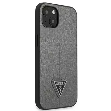 Etui Guess GUHCP14SPSATLG do Apple iPhone 14 6,1" srebrny/stříbrný pevný obal SaffianoTriangle Logo