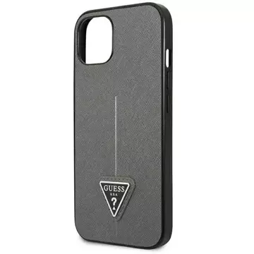 Etui Guess GUHCP14SPSATLG do Apple iPhone 14 6,1" srebrny/stříbrný pevný obal SaffianoTriangle Logo