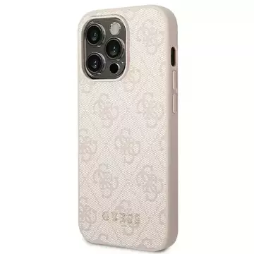 Etui Guess GUHCP14XG4GFPI pro Apple iPhone 14 Pro Max 6,7" różowy/růžové pevné pouzdro 4G kovové zlaté logo