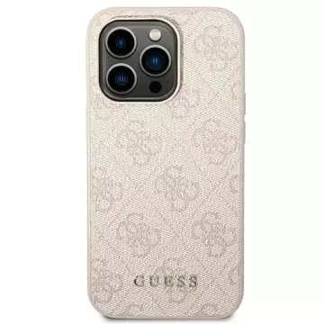 Etui Guess GUHCP14XG4GFPI pro Apple iPhone 14 Pro Max 6,7" różowy/růžové pevné pouzdro 4G kovové zlaté logo