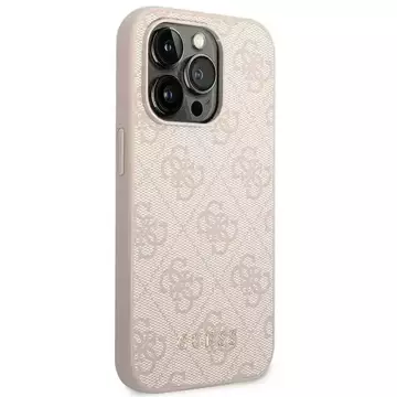 Etui Guess GUHCP14XG4GFPI pro Apple iPhone 14 Pro Max 6,7" różowy/růžové pevné pouzdro 4G kovové zlaté logo