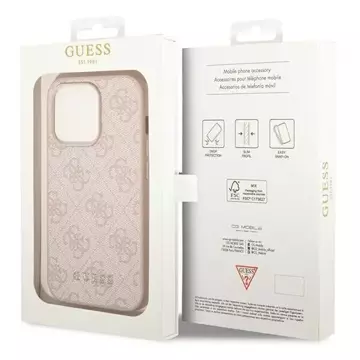 Etui Guess GUHCP14XG4GFPI pro Apple iPhone 14 Pro Max 6,7" różowy/růžové pevné pouzdro 4G kovové zlaté logo