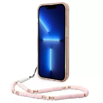 Etui Guess GUHCP14XHGCOHP pro Apple iPhone 14 Pro Max 6,7" różowy/růžové pevné pouzdro Translucent Pearl Strap