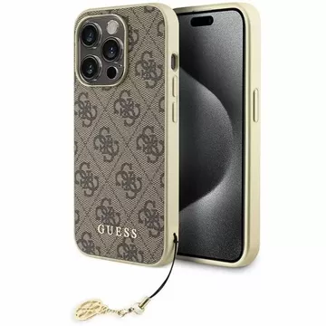 Etui Guess GUHCP15LGF4GBR pro iPhone 15 Pro 6,1" brązowý/hnědý pevný obal 4G Charms Collection