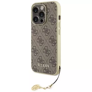 Etui Guess GUHCP15LGF4GBR pro iPhone 15 Pro 6,1" brązowý/hnědý pevný obal 4G Charms Collection