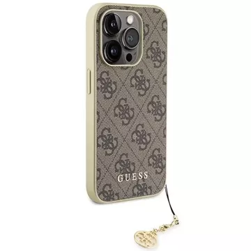 Etui Guess GUHCP15LGF4GBR pro iPhone 15 Pro 6,1" brązowý/hnědý pevný obal 4G Charms Collection